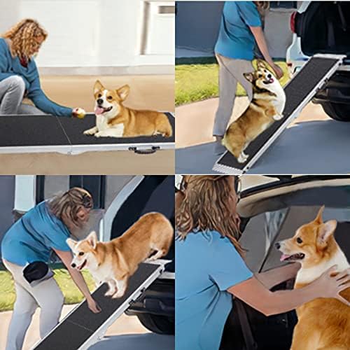 Dog Car Ramps, gardhom Premium Aluminum Portable Pet Ramp 122x38cm with Anti-slip High Traction Surface for Medium and Large Dogs, 180KG Loading Capacity Dog Ramp for Cars, Trucks, 4x4 SUVs