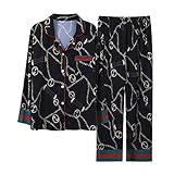 PYJAMAS FÜR ALLE: Gefertigt aus Seidenmaterial, das hautfreundlich und sanft ist, selbst auf empfindlicher Haut sind keine Beschwerden zu spüren. Lose und bequeme Nachtwäsche, freundlich zu jeder Figur. Halten Sie sich in der Nacht beim Schlafen locker. (Waschtipps: Maschinenwaschbar, Handwäsche wird empfohlen. Der Schlafanzug fällit ein bisschen klein aus, wir empfehlen eine größere Größe）