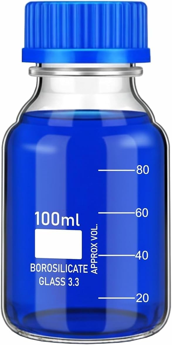 Borosilicate Glass Reagent Bottle 100ml Screw Cap | Pack Of 1 | Reagent Bottle For Lab |