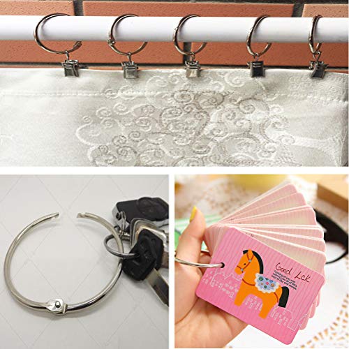 Anéis de metal para livro de 5 cm, anel de fichário de folhas soltas (pacote com 8) para escola, cas