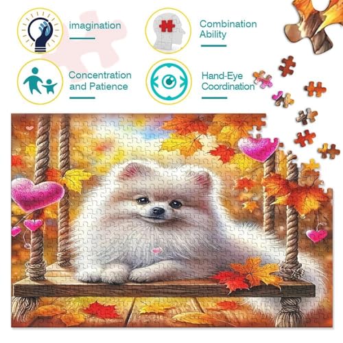 Puzzle de 1000 piezas antiestrés de perro blanco, el rompecabezas para relajarse en casa 3