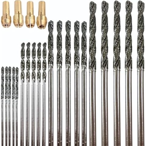 Diamond Drill Bits 1 mm, 1.5 mm, 2 mm, 2.5 mm, 20 Pieces Glass Drill Bit Set - Compatible with Dremel Drill Bits - Collets Included for Custom Jewelry with Sea Glass, Sea Shells, Gemstones Bracelets Cover