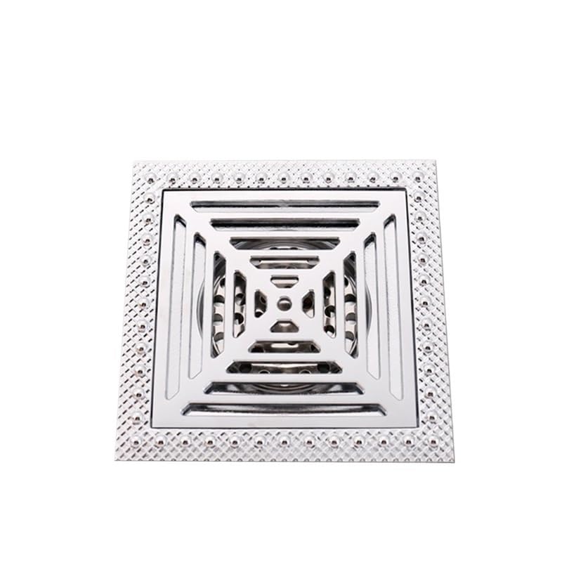 Sumidero Ducha Rejilla for desagüe de baño de latón Antiguo, Cuadrada, Tallada a Mano, de 15 cm x 15 cm Filtro Desague Ducha(B)