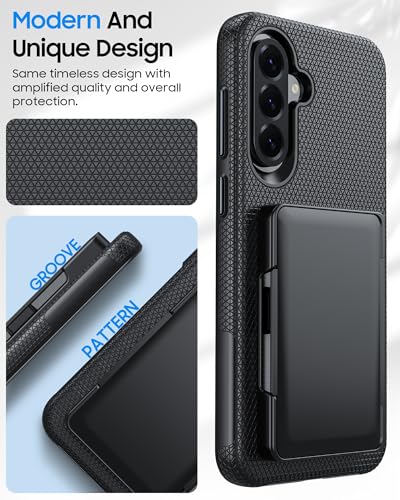 Image of BSNRM for Galaxy A37+A36+A56 5G Phone Case with Card Holder, Anti-Slip Textured, Military Grade Drop Protection Samsung A37 5g case, 14ft Drop Tested, TPU+PC Dual Layer Shockproof Cover for A37(Black)