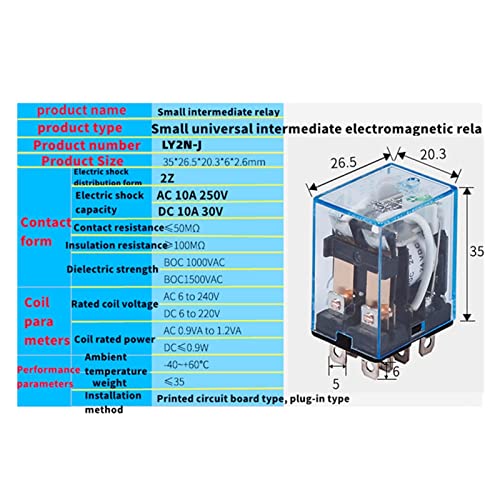 Relé electromagnético LY2NJ DPDT de 8 pines con base de enchufe AC 220V 7