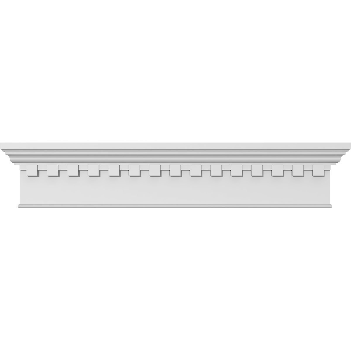 Endurathane Craftsman Crosshead with Bottom Trim, & Dentil Trim, 182" Bottom Width x 186" Top Width x 7 1/4" H x 1" P, Factory Primed