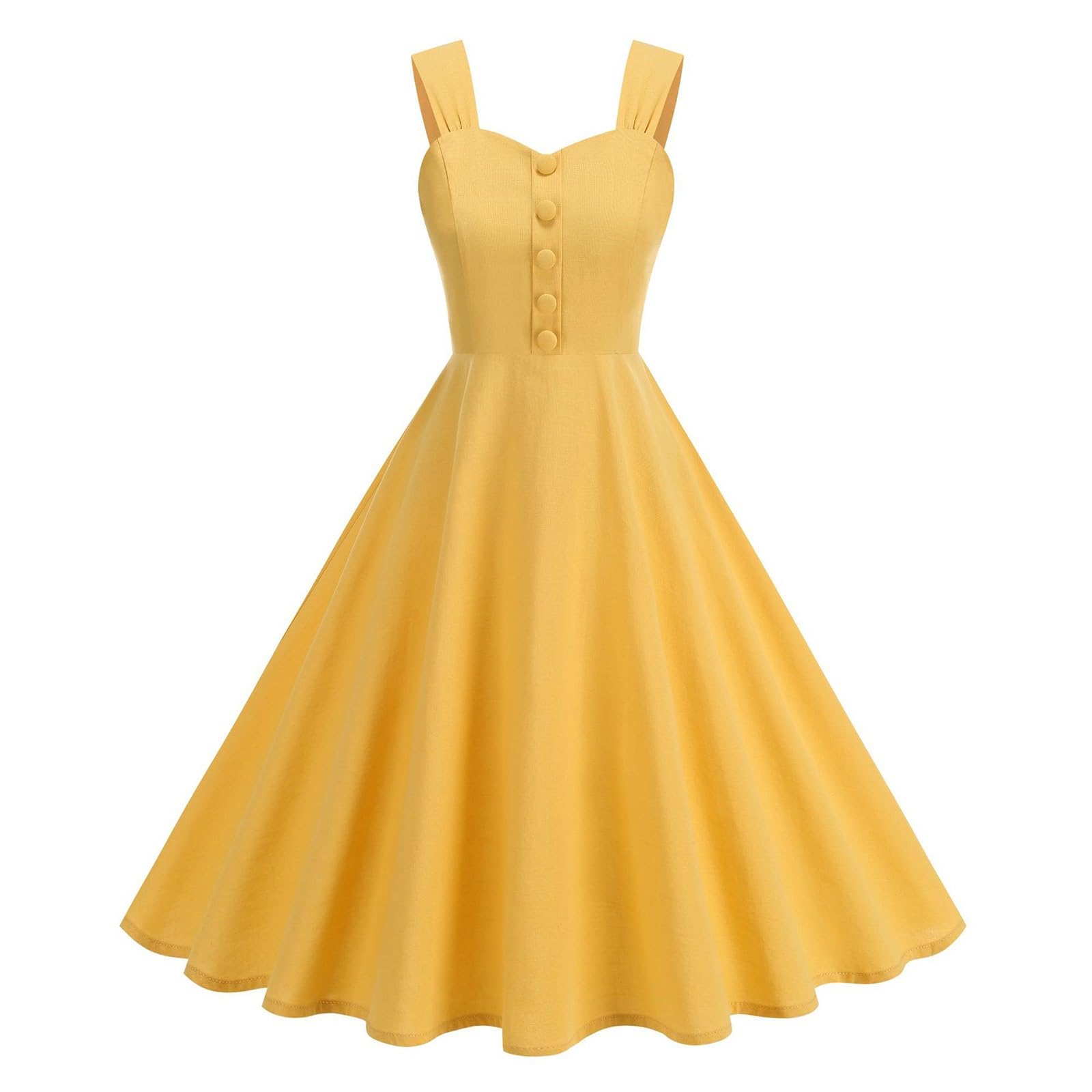 Robe d'été à larges bretelles et boutons design fluide coupe ample décontractée - 7