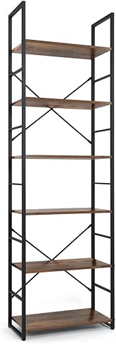 Miniatura 9 de CAPHAUS - Estantería de 6 niveles, estante independiente de 61 centímetros de ancho, organizador de almacenamiento para estante de libros,