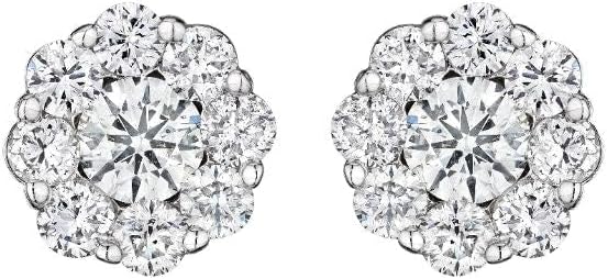 LeViev 18K Gold 4 CT Halo Diamond Stud Earrings