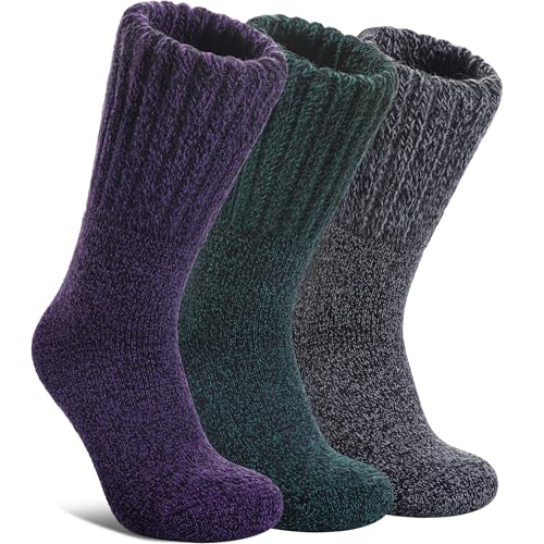 Image of DYW Womens Merino Wool Boot Socks Thermal Thick Winter Warm Cozy Hiking Work Boot Socks Christmas Gift