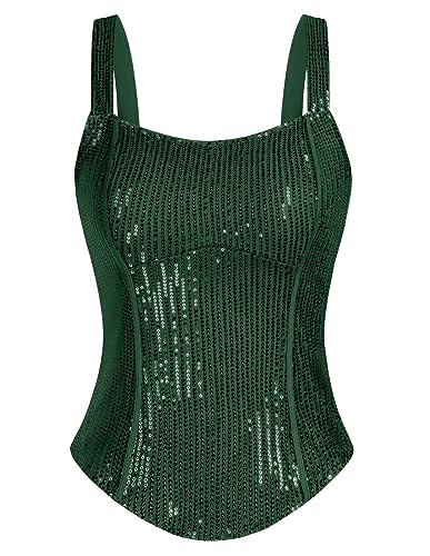 Image of GRACE KARIN Sequin Tank Tops for Women Bustier Corset Top Sparkle Sexy Slim Camisole Sleeveless Party