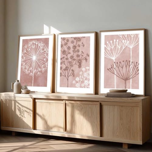 Image of kotart Floral Wall Art Home Decoration | Aesthetic Paintings With Frame For Living Room Bed Room Hotel Wall Decor Digital Reprint Set of 3 (35x37 Inch)