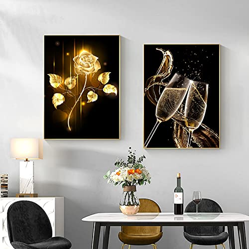 Tableau abstrait noir dore rose pour decoration salon chic