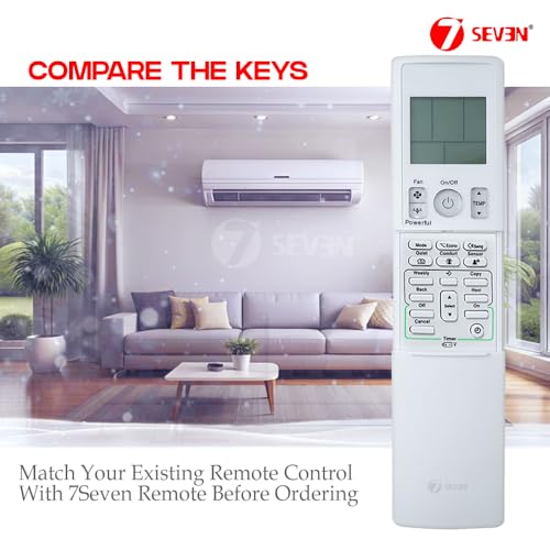 Image of 7SEVEN Compatible with Daikin AC 169 Remote with Air Conditioner and Suitable for Split and Window AC, Exactly Match Each Key of Remote with Original remotes Control - Use New AAA Alkaline Batteries.