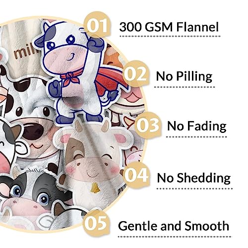 Personalized Cow Blanket Gifts with Name - 30"x40" Cute Throw for Women, Girls - Colorful Soft Fuzzy Blankets for Couch & Office