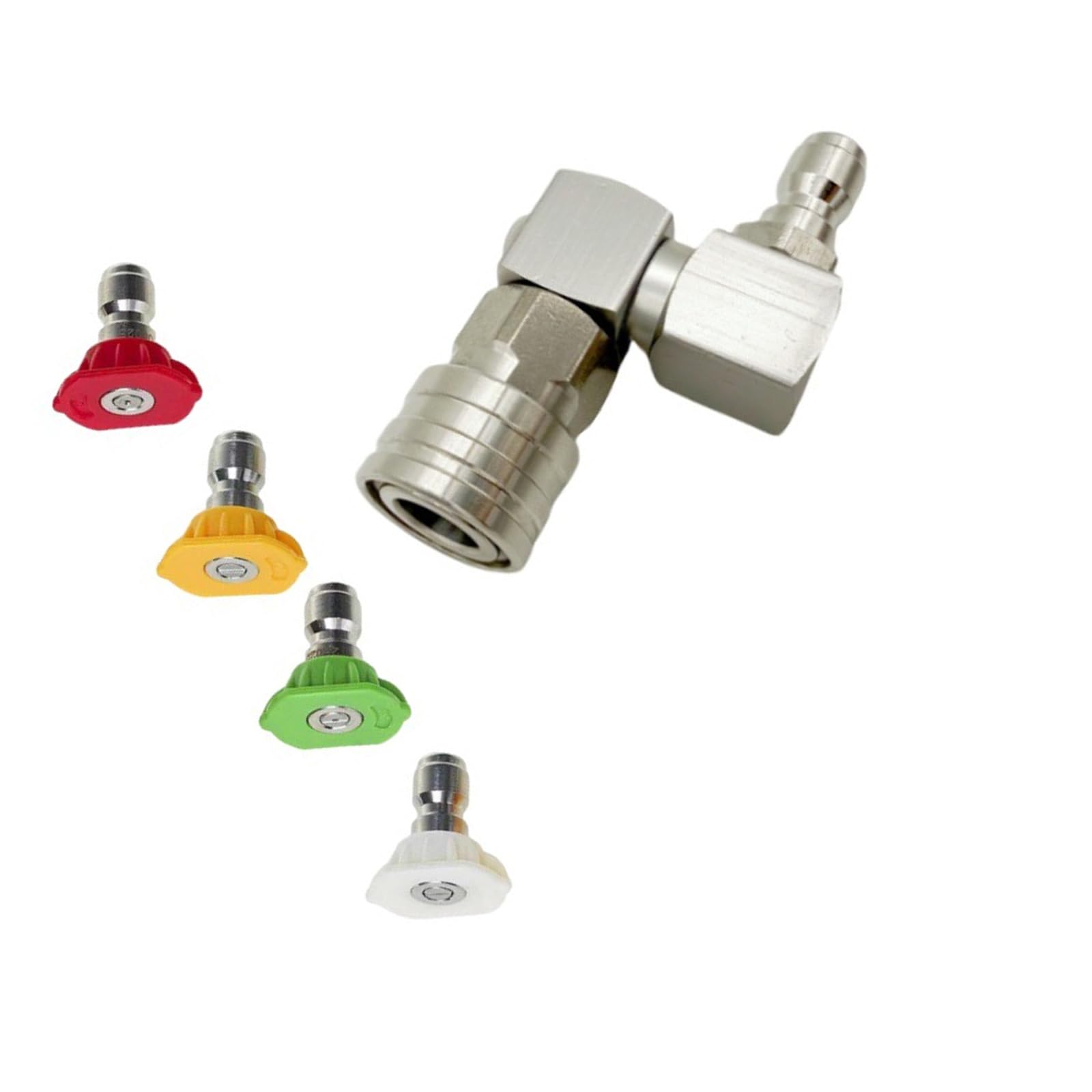 Henygen Silver 360Degree Rotating Pressure Washer Nozzle 1 / 4In Quick Connecting Adaptor For Car Detailing 100Kg Pressure Withstand High Washer