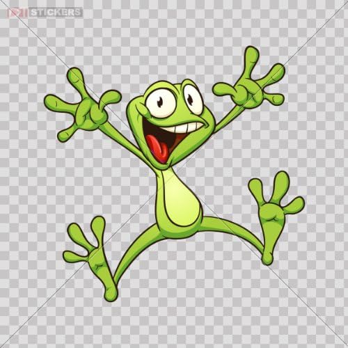 Decal Sticker Happy Frog Logo Car Window Wall Art Decor Doors Helmet Truck Motorcycle Note Book Mobile Laptop Size: 5 X 4.9 Inches Vinyl color print