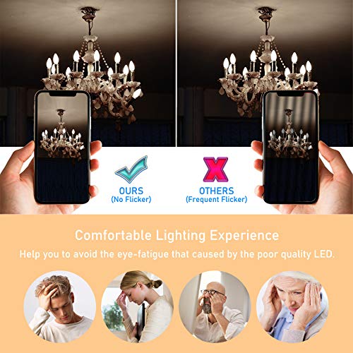 Cotanic Dimmable E12 Candelabra Led Bulbs, 60W Equivalent,4000K Daylight,600Lm Ceiling Fan Light Bulb,C35 Filament Chandelier Light Bulbs B11 Candle Lights With Clear Glass,Pack Of 6 #TOP5