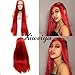 Produktbild Xiweya Langes, seidiges, glattes Haar, Perücke für Damen, lange rote Spitze, hitzebeständige Faser, lang, weiche synthetische Lace-Front-Perücke, Mittelscheitel, Cosplay-Perücke