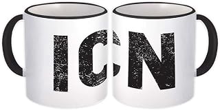 South Korea Incheon Airport Seoul ICN : Gift Mug Airline Travel Pilot AIRPORT - White w/Black Handle