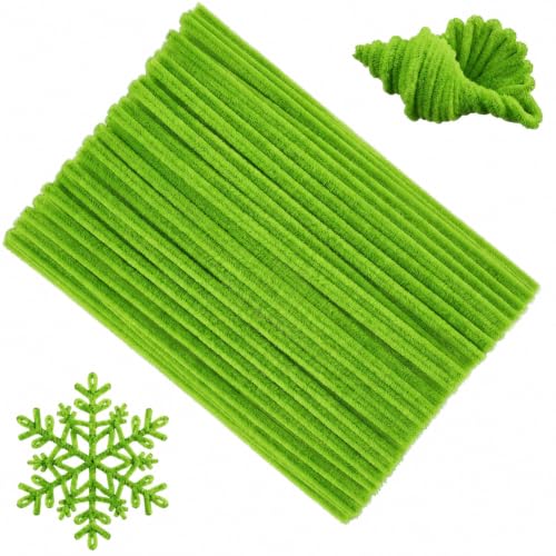Image of YUNAMI 100 Pcs Pink Pipe Cleaners for DIY Craft Flowers - Fuzzy Chenille Stems & Fluffy Sticks for Arts & Crafts, Creative School Projects, Kids Craft Supplies, Home & Party Decor (Forest Green, 100)