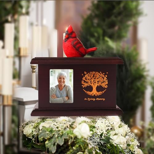 Contid Cremation Urns for Human Ashes Adult Male Female, with Photo Frame Urns Wooden Tree of Life Urns Box and Casket for Ashes Men Women Pets Urn Burial Funeral Memorial Urns for Ashes