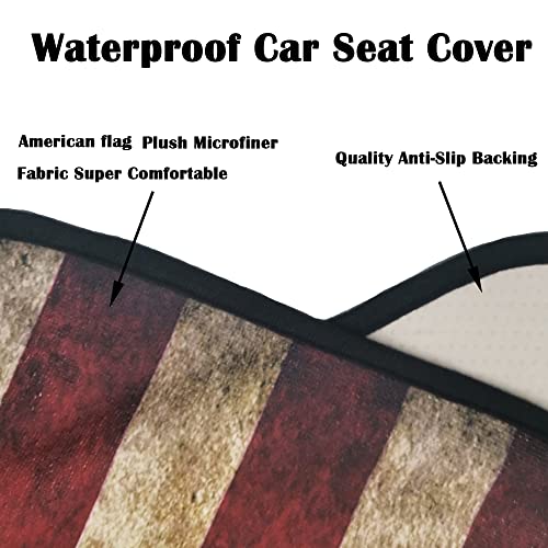Image of Car Seat Cover Protector Front Seats,for Gym Workout,Running,Swimming,Beach and Hiking,Waterproof Sweat Towel Bucket Seat Covers for Cars SUV Trucks (American Flag, 1Pcs)