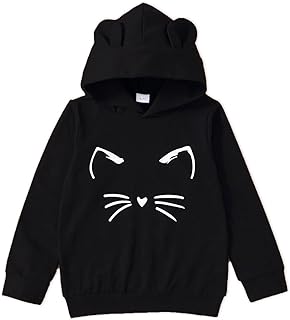 PATPAT Girls Graphic Hoodies Size 4-14 Years Long Sleeve Cartoon Print Pullover Hooded Sweatshirt Cute Casual Tops for Girl