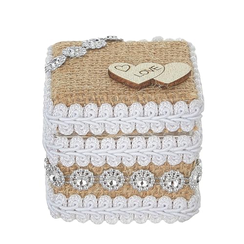Eforcase Wedding Ring Pillow Ring Boxes Wedding Ring Box Rustic Burlap Wedding Ring Holder Basket Wedding Ceremony Ring Bearer Pillow Jewelry Case Ring Holder for Ceremonies Wedding