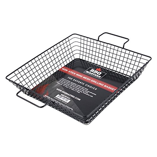 BBQ Masters Non-Stick Wire Mesh Grilling Basket - Grill Topper Barbecue Pan - Cook Vegetables, Seafood, Meats