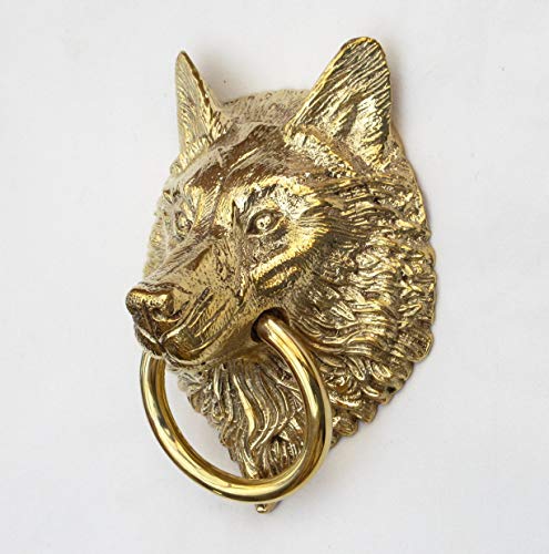 Castelion® Solid Brass Wolf Door Knocker 16cm (6.3") - Image 3
