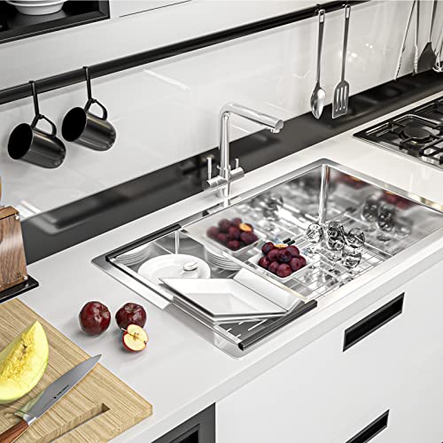 Essbhach Kitchen Sink, 32 Inch Undermount 16 Gauge Single Bowl Kitchen Sinks, 304 Stainless Steel Sink With Drain Strainer And Accessories #TOP5