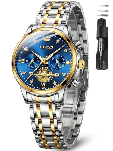 Image of OLEVS Watch Women Silver Watches for Women Luxury for Small Wrists Dress Stainless Steel Women's Wrist Watches Easy to Read Reloj para Mujer Black /Blue /Gold /Green /Pink /Purple