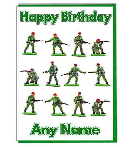 Carte D Anniversaire Personnalisee Avec Soldats De Jouets Militaires Ajoutez Un Nom Et Un Age Amazon Fr Fournitures De Bureau