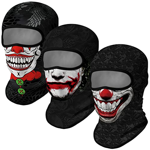 Red Plume - Red Plume 3PCS Balaclava Ski Mask Motorcycle Full Face Mask Outdoor Tactical Hood Headwear Mask Unisex for Cycling Halloween Windproof
