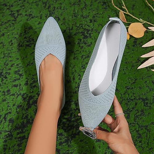 Flats for Womens Pointed Toe Slip On Ballet Dress Shoes Knit Mesh Breathable Comfortable Casual Mary Jane Flats Dressy Work Office Travel Women Non Slip Soft Sole Dance Lazy Shoes3