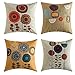 MIULEE Pack of 4, Flower Decoration Linen Burlap Decor Outdoor Square Throw Cushion Cover Cushion Case for Living Room Sofa Bedroom Car 18 x 18 Inch 45 x 45 cm