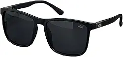 Óculos De Sol Premium Aoni Unissex, Retangular Preto Fosco, Lentes Polarizadas UV400, Acetato E Bambu, Detalhes Metalizados Premium, Marca ABÊ CLUB