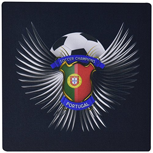 3dRose LLC 8 x 8 x 0.25 Inches Mouse Pad, Portugal Soccer Ball with Crest Team Football Portuguese (mp_159475_1) [sAi]