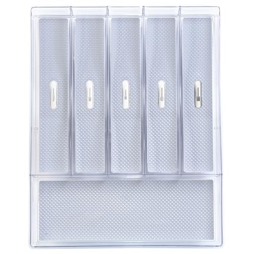 Glad Silverware & Utensil Drawer Organizer - Divided Clear Plastic