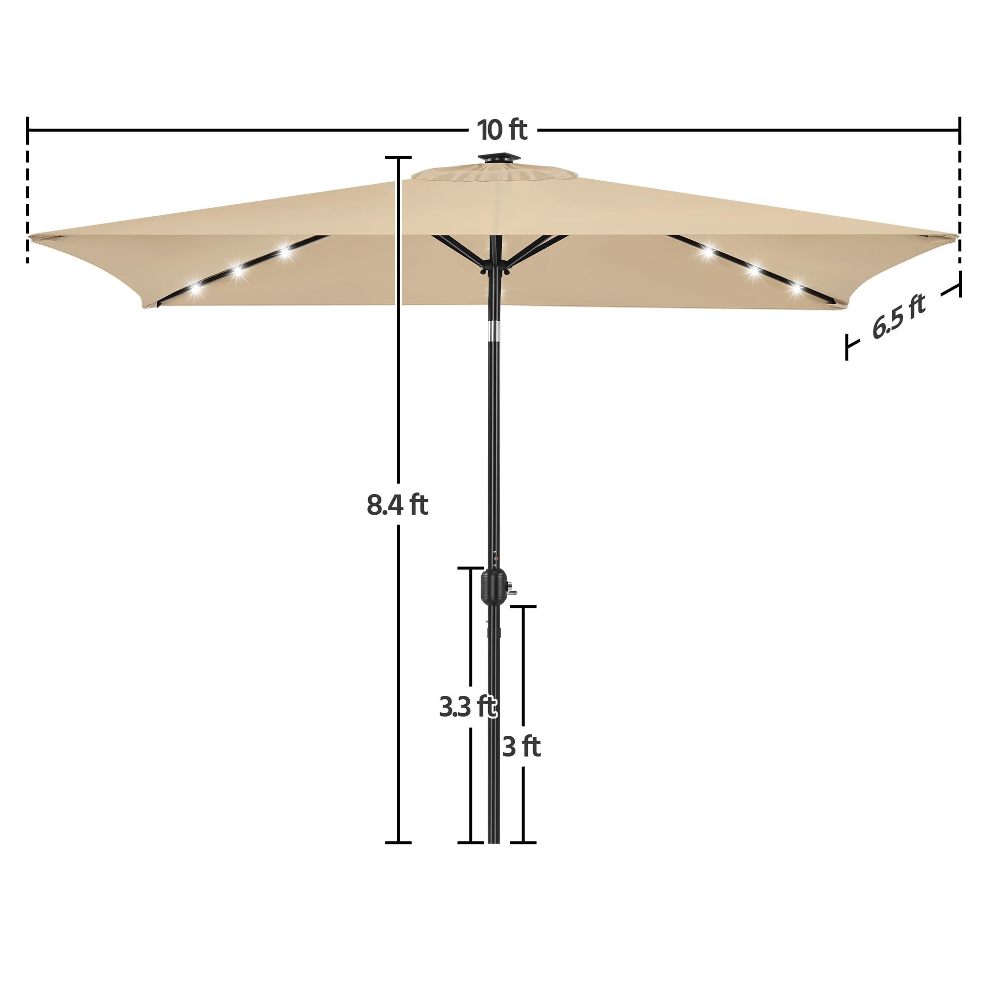 11 ft led solar patio umbrella withh tilt Solar Patio Umbrella w/ Light Bulbs Tilt 3-Tiered 11ft 8-Rib