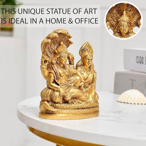 Estatua de Latón de Lakshmi Narayan para Decoración de Hogar 4.3 pulg miniatura 2