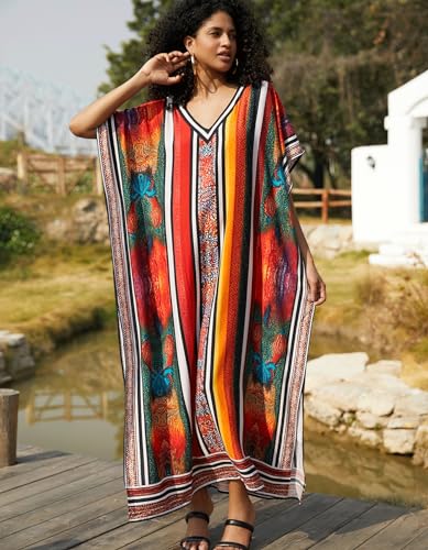 Image of NFVNKJ Women's Plus Size Beach Lounge Kaftan Maxi Dress Swimsuit Coverup for Women