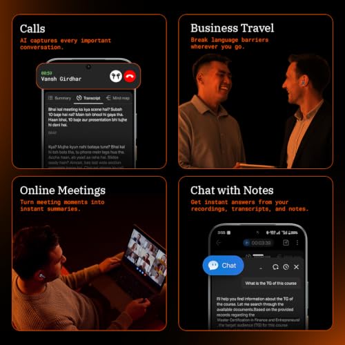 Image of POVA AI Buds Pro | India 1st Note-Taking Earbuds for Meetings & Calls, AI Recorder, Transcription & Summaries, 78-Language Translation, 48dB Hybrid ANC & Hi-Res Audio, Wireless Charging