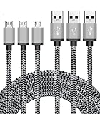 Micro USB Cable 3-Pack 10ft / 3m, BeneStellar Premium Nylon Braided USB 2.0 A Male to Micro B Charger Cord for Samsung, LG, Motorola, Nexus, HTC, Sony, Nokia, Android Devices and More (Gray)