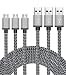 Micro USB Cable 3-Pack 10ft / 3m, BeneStellar Premium Nylon Braided USB 2.0 A Male to Micro B Charging Cables for Samsung, LG, Motorola, Nexus, HTC, Sony, Nokia, Android Devices and More (Gray)