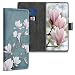 Produktbild kwmobile Wallet Case kompatibel mit Samsung Galaxy A51 Hülle - Cover mit Ständer und Kartenfächern - Magnolien Taupe Weiß Blaugrau