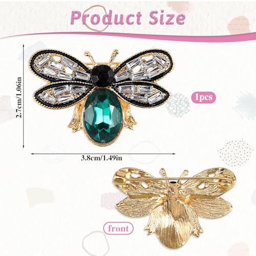 Image of Bee Brooch Pin, Honey Bee Rhinestone Pins Vintage Crystal Insect Themed Lapel Pins Stylish Accessories for Women Men Party Dating Daily