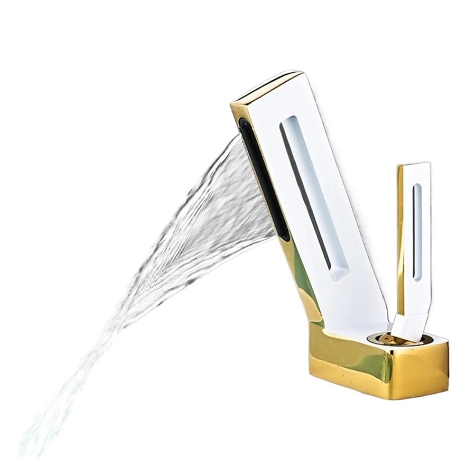 Mkyyioed Color1 Bathroom Taps Bathroom Waterfall Faucet Single Handle Cold And Hot Water Mixer Tap Solid Brass Hollowed Out Sink(Color1)