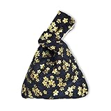 [ルビタス] 和柄 ポーチ バッグ 巾着袋 きんちゃく 夏 春 秋 冬 なつ あき はる ハンド バック カバン (青小花)